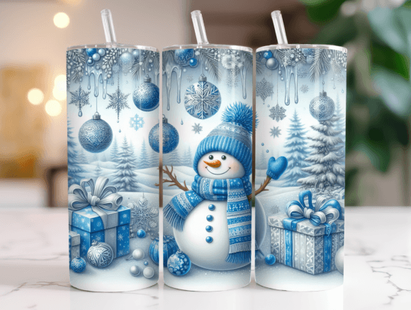 20oz Christmas Snowman Blue Tumbler Wrap Review