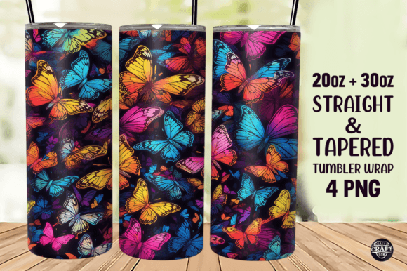 Butterfly Pattern Tumbler Wrap 20oz PNG