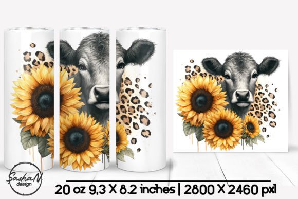 Cow with Sunflowers Tumbler Wrap