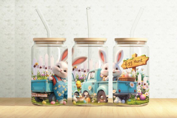 Easter Bunnies 16oz Glass Tumbler Wrap
