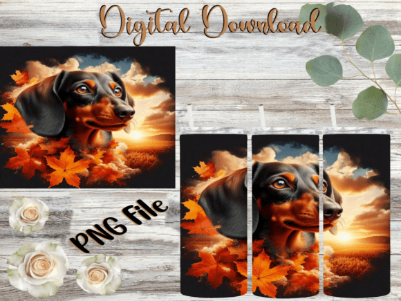 Fall Dachshund Tumbler Background Review