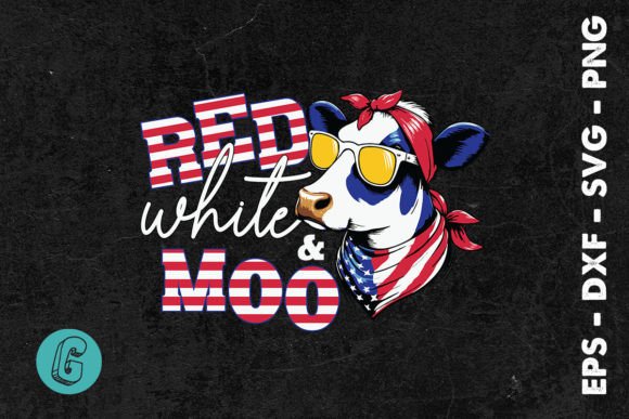Red White Moo Flag SVG for Embroidery Projects