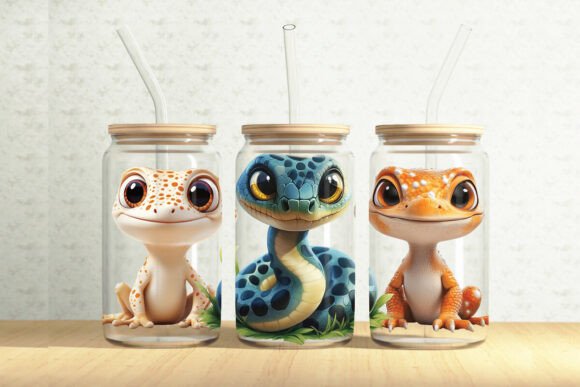 Reptiles 16oz Glass Can Tumbler Wrap