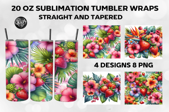 Strawberries Tropical Floral Tumbler PNG Review